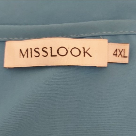 MISSLOOK | Women's Embroidered V-Neck Top Blue Size 4XL - Picture 6 of 8